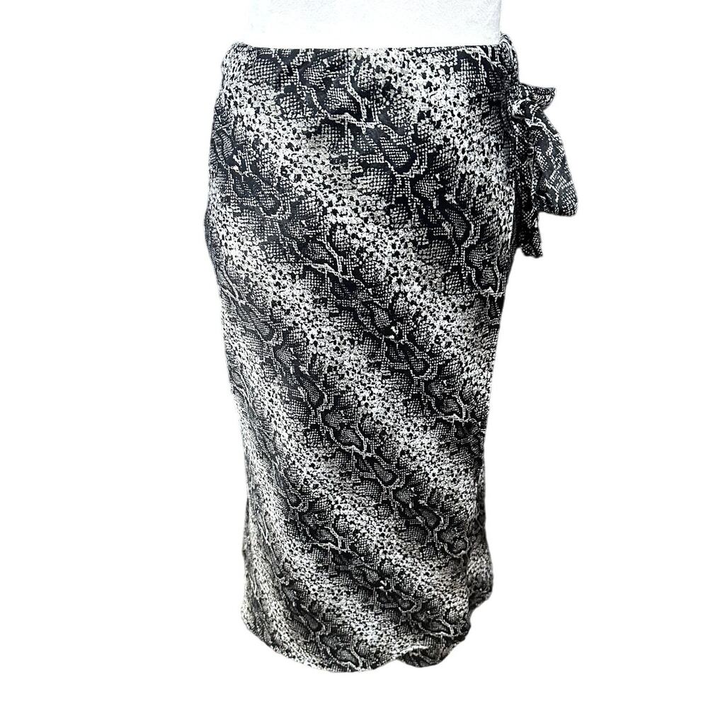 Forgotten Grace Black/White Snake Print Faux Wrap Skirt Pull On S NWT